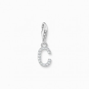 Thomas Sabo Charm Pendant Letter C With White Stones Silver Prívesky Damske Strieborne | SK-39NFYJVME