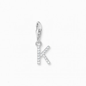 Thomas Sabo Charm Pendant Letter K With White Stones Silver Prívesky Damske Strieborne | SK-46WFELMNS
