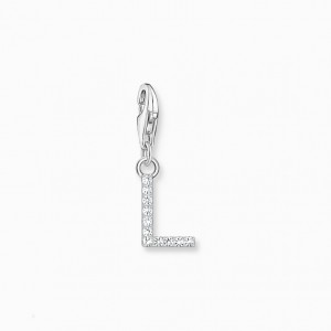 Thomas Sabo Charm Pendant Letter L With White Stones Silver Prívesky Damske Strieborne | SK-47UTFQSGY