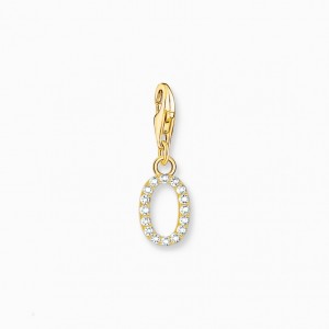 Thomas Sabo Charm Pendant Letter O With White Stones Gold Plated Prívesky Damske Žlté Zlate Strieborne | SK-83VGCWDOE