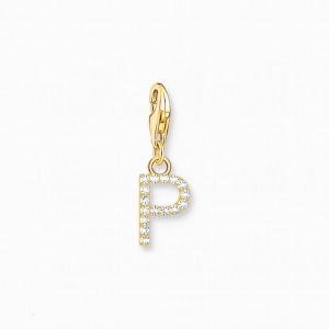 Thomas Sabo Charm Pendant Letter P With White Stones Gold Plated Prívesky Damske Žlté Zlate Strieborne | SK-13XDINMVJ