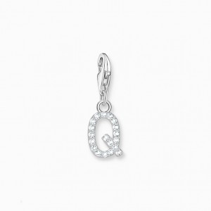 Thomas Sabo Charm Pendant Letter Q With White Stones Silver Prívesky Damske Strieborne | SK-52AOGZMJF