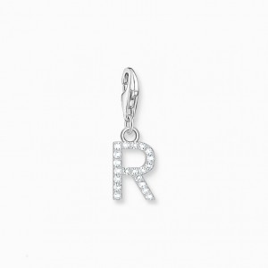 Thomas Sabo Charm Pendant Letter R With White Stones Silver Prívesky Damske Strieborne | SK-59BTEMNOR