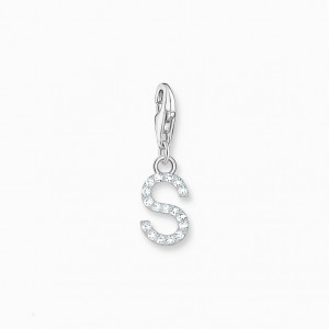 Thomas Sabo Charm Pendant Letter S With White Stones Silver Prívesky Damske Strieborne | SK-54BSVRJWF