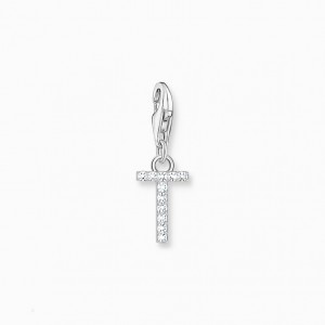 Thomas Sabo Charm Pendant Letter T With White Stones Silver Prívesky Damske Strieborne | SK-43JQRSZFL