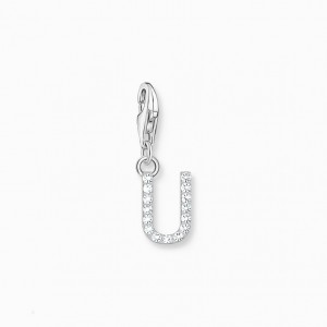 Thomas Sabo Charm Pendant Letter U With White Stones Silver Prívesky Damske Strieborne | SK-65KBAYFZQ