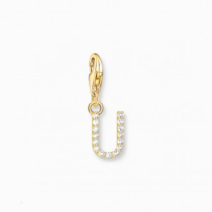 Thomas Sabo Charm Pendant Letter U With White Stones Gold Plated Prívesky Damske Žlté Zlate Strieborne | SK-34ZPFGWKI