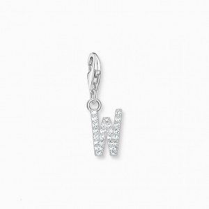 Thomas Sabo Charm Pendant Letter W With White Stones Silver Prívesky Damske Strieborne | SK-92KVHANFW