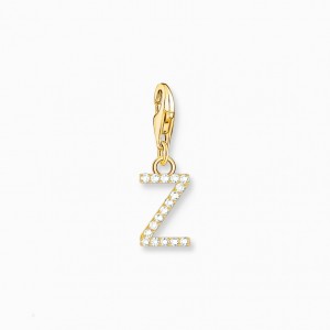 Thomas Sabo Charm Pendant Letter Z With White Stones Gold Plated Prívesky Damske Žlté Zlate Strieborne | SK-63HFUIRSW