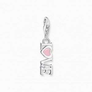 Thomas Sabo Charm Pendant Love With Pink Heart And Stone Silver Prívesky Damske Strieborne | SK-52AXNSBVD