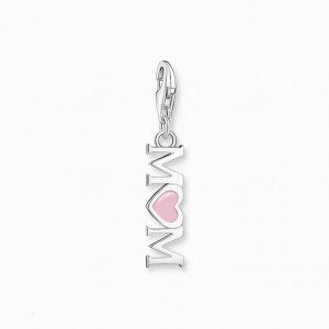 Thomas Sabo Charm Pendant Mom With Pink Heart Silver Prívesky Damske Strieborne | SK-28BQRPVUC