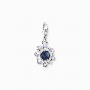 Thomas Sabo Charm Pendant Moon Phase With Imitation Sandstone Silver Blackened Prívesky Damske Strieborne | SK-24WHSCKTD