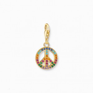 Thomas Sabo Charm Pendant Peace With Colourful Stones Gold Prívesky Damske Žlté Zlate Strieborne | SK-32CNDJIFR