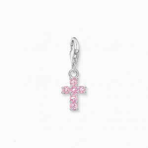 Thomas Sabo Charm Pendant Pink Cross Silver Prívesky Damske Strieborne | SK-70YJOUMRS