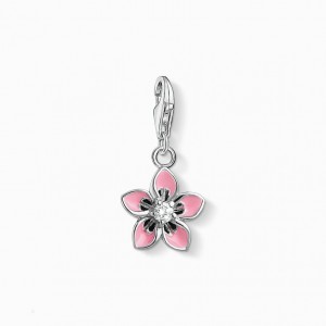 Thomas Sabo Charm Pendant Pink Flower Prívesky Damske Strieborne | SK-79XSKQEJO