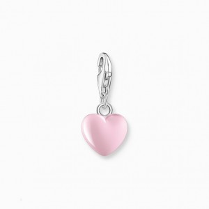 Thomas Sabo Charm Pendant Pink Heart Silver Prívesky Damske Strieborne | SK-42XDGQCUZ