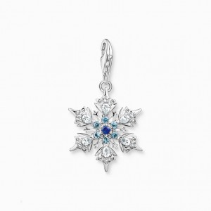 Thomas Sabo Charm Pendant Snowflake With Blue Stones Silver Prívesky Damske Strieborne | SK-68KGOEDTP