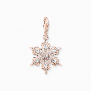 Thomas Sabo Charm Pendant Snowflake With White Stones Rose Gold Prívesky Damske Ruzove Zlate Strieborne | SK-69HFWEBZJ