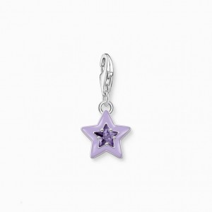 Thomas Sabo Charm Pendant Star With Amethyst-Coloured Stones And Cold Enamel Silver Prívesky Damske Strieborne | SK-83XBFPZCN