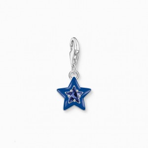 Thomas Sabo Charm Pendant Star With Sapphire Blue Stone And Blue Cold Enamel Silver Prívesky Damske Strieborne | SK-96MKVTAFP
