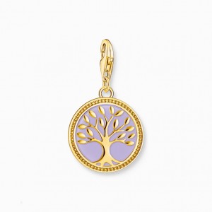 Thomas Sabo Charm Pendant Tree Of Love With Violet Cold Enamel Yellow-Gold Plated Prívesky Damske Žlté Zlate Strieborne | SK-58EPFQLGU