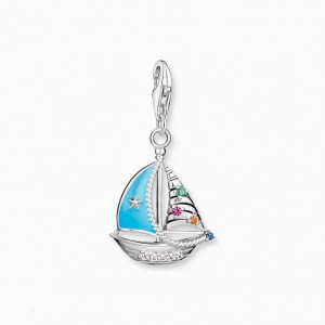 Thomas Sabo Charm Pendant Turquoise Sailing Lodné Silver Prívesky Damske Strieborne | SK-30KFNIXYH