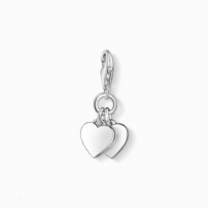 Thomas Sabo Charm Pendant Two Hearts Prívesky Damske Strieborne | SK-67QRXEZBS