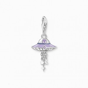 Thomas Sabo Charm Pendant Ufo With Violet Cold Enamel And Stones Silver Blackened Prívesky Damske Strieborne | SK-69USVLBCY