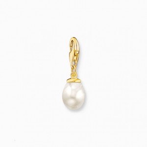 Thomas Sabo Charm Pendant White Pearl Gold Plated Prívesky Damske Žlté Zlate Strieborne | SK-54RPZSDNE