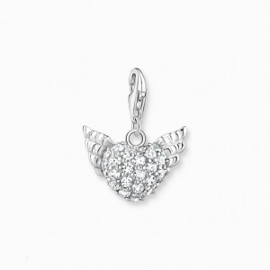 Thomas Sabo Charm Pendant Winged Heart White Stones Silver Prívesky Damske Strieborne | SK-08OSAXNFM