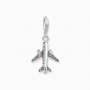 Thomas Sabo Charm Pendant With Colourful Aeroplane Silver Prívesky Damske Strieborne | SK-14NFQSZAX