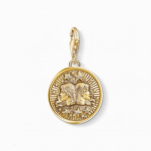 Thomas Sabo Charm Pendant Zodiac Sign Gemini Prívesky Damske Žlté Zlate Strieborne | SK-53CNMBFEJ