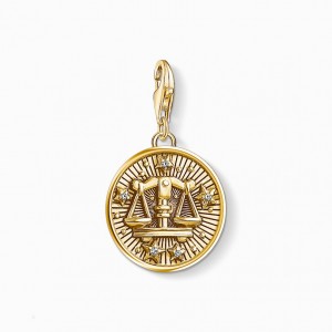 Thomas Sabo Charm Pendant Zodiac Sign Libra Prívesky Damske Žlté Zlate Strieborne | SK-85UMTYLKC