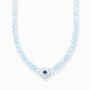 Thomas Sabo Choker Flower With Blue Jade Beads Nahrdelnik Damske Strieborne | SK-94YXZJUGT