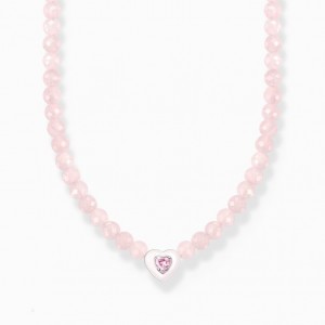 Thomas Sabo Choker Heart With Beads Of Rose Quartz Nahrdelnik Damske Strieborne | SK-54OTDMSIR