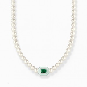 Thomas Sabo Choker With White Pearls And Green Stone Nahrdelnik Damske Strieborne | SK-13SRWAJXT