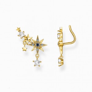 Thomas Sabo Ear Climber Royalty Stars Gold Puzetove Nausnice Damske Žlté Zlate Strieborne | SK-39PFSTEZJ