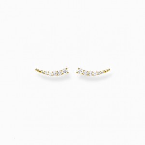 Thomas Sabo Ear Climber White Stones Gold Puzetove Nausnice Damske Žlté Zlate Strieborne | SK-89AOKRFCX