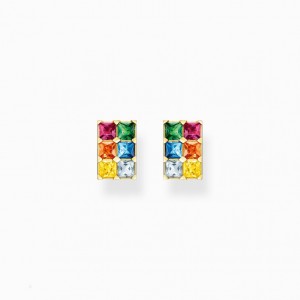 Thomas Sabo Ear Studs Colourful Stones Gold Puzetove Nausnice Damske Žlté Zlate Strieborne | SK-73KVQCWGR