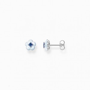 Thomas Sabo Ear Studs Flower With Blue Stone Silver Puzetove Nausnice Damske Strieborne | SK-02YSDXIRN