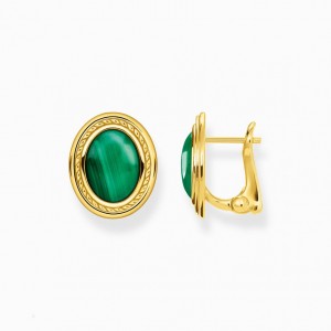Thomas Sabo Ear Studs Green Stone Gold Puzetove Nausnice Damske Žlté Zlate Strieborne | SK-95SMRBOGP