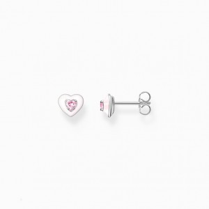 Thomas Sabo Ear Studs Heart With Pink Stones Silver Puzetove Nausnice Damske Strieborne | SK-96ARXEBVP