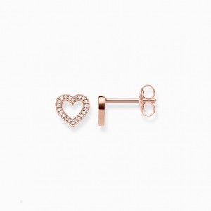 Thomas Sabo Ear Studs Hearts Large Puzetove Nausnice Damske Ruzove Zlate Strieborne | SK-60MNAXFDY