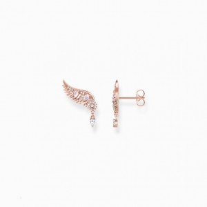 Thomas Sabo Ear Studs Phoenix Wing With Pink Stones Rose Gold Puzetove Nausnice Damske Ruzove Zlate Strieborne | SK-14JIPNCKL