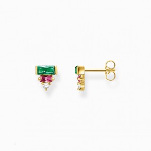 Thomas Sabo Ear Studs With Colourful Baguette-Cut Stones Gold Plated Puzetove Nausnice Damske Žlté Zlate Strieborne | SK-70PAWRTSH
