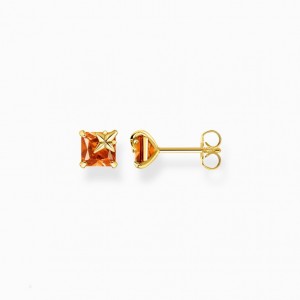 Thomas Sabo Ear Studs With Orange Stone And Star Gold Plated Puzetove Nausnice Damske Žlté Zlate Strieborne | SK-64BFGOJKT