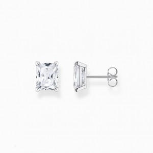 Thomas Sabo Ear Studs With White Stone Silver Puzetove Nausnice Damske Strieborne | SK-64RWGHMBC