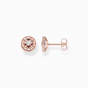 Thomas Sabo Ear Studs With White Stones Rose Gold Plated Puzetove Nausnice Damske Ruzove Zlate Strieborne | SK-90NJCYIEH