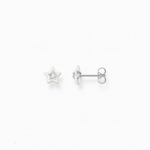 Thomas Sabo Ear Studs With White Stones And White Cold Enamel Silver Puzetove Nausnice Damske Strieborne | SK-74ZWEOVLB