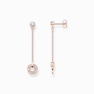 Thomas Sabo Earrings Circle With White Stones Rose Gold Plated Nausnice Damske Ruzove Zlate Strieborne | SK-24SRKEMYB